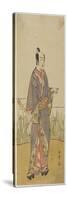 (An Actor in a Samurai Role Holding a Bamboo Flute)-Katsukawa Shunsho-Stretched Canvas