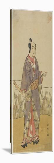 (An Actor in a Samurai Role Holding a Bamboo Flute)-Katsukawa Shunsho-Stretched Canvas