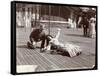 An Actress in Costume Rehearsing on the Roof of What Is Probably the New York Theatre, New York,…-Byron Company-Framed Stretched Canvas