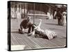 An Actress in Costume Rehearsing on the Roof of What Is Probably the New York Theatre, New York,…-Byron Company-Stretched Canvas