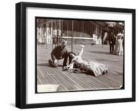 An Actress in Costume Rehearsing on the Roof of What Is Probably the New York Theatre, New York,…-Byron Company-Framed Giclee Print