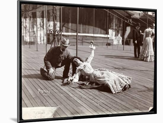 An Actress in Costume Rehearsing on the Roof of What Is Probably the New York Theatre, New York,…-Byron Company-Mounted Giclee Print