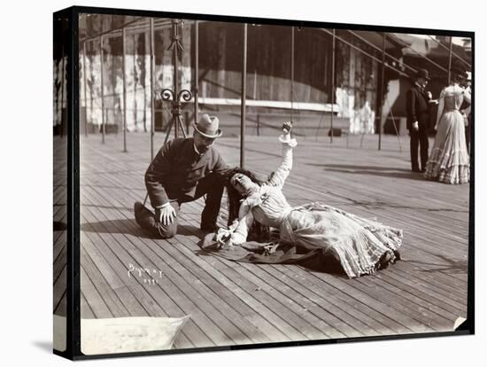 An Actress in Costume Rehearsing on the Roof of What Is Probably the New York Theatre, New York,…-Byron Company-Stretched Canvas