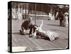 An Actress in Costume Rehearsing on the Roof of What Is Probably the New York Theatre, New York,…-Byron Company-Stretched Canvas