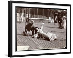 An Actress in Costume Rehearsing on the Roof of What Is Probably the New York Theatre, New York,…-Byron Company-Framed Giclee Print