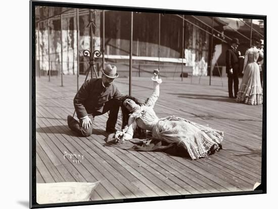 An Actress in Costume Rehearsing on the Roof of What Is Probably the New York Theatre, New York,…-Byron Company-Mounted Giclee Print