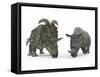 An Adult Albertaceratops Compared to a Modern Adult White Rhinoceros-Stocktrek Images-Framed Stretched Canvas