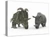 An Adult Albertaceratops Compared to a Modern Adult White Rhinoceros-Stocktrek Images-Stretched Canvas