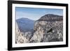 An adult California condor in flight on Angel's Landing Trail in Zion National Park, Utah, United S-Michael Nolan-Framed Photographic Print