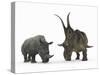 An Adult Diabloceratops Compared to a Modern Adult White Rhinoceros-Stocktrek Images-Stretched Canvas