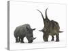 An Adult Diabloceratops Compared to a Modern Adult White Rhinoceros-Stocktrek Images-Stretched Canvas