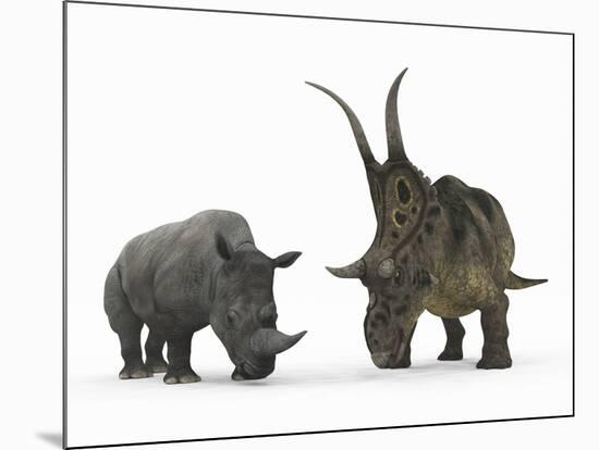 An Adult Diabloceratops Compared to a Modern Adult White Rhinoceros-Stocktrek Images-Mounted Photographic Print