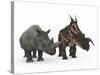 An Adult Einiosaurus Compared to a Modern Adult White Rhinoceros-Stocktrek Images-Stretched Canvas