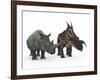 An Adult Einiosaurus Compared to a Modern Adult White Rhinoceros-Stocktrek Images-Framed Premium Photographic Print
