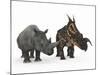 An Adult Einiosaurus Compared to a Modern Adult White Rhinoceros-Stocktrek Images-Mounted Premium Photographic Print