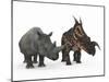 An Adult Einiosaurus Compared to a Modern Adult White Rhinoceros-Stocktrek Images-Mounted Photographic Print