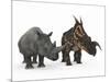 An Adult Einiosaurus Compared to a Modern Adult White Rhinoceros-Stocktrek Images-Mounted Photographic Print