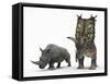 An Adult Pentaceratops Compared to a Modern Adult White Rhinoceros-Stocktrek Images-Framed Stretched Canvas