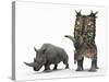 An Adult Pentaceratops Compared to a Modern Adult White Rhinoceros-Stocktrek Images-Stretched Canvas