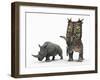 An Adult Pentaceratops Compared to a Modern Adult White Rhinoceros-Stocktrek Images-Framed Photographic Print