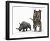 An Adult Pentaceratops Compared to a Modern Adult White Rhinoceros-Stocktrek Images-Framed Photographic Print