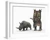 An Adult Pentaceratops Compared to a Modern Adult White Rhinoceros-Stocktrek Images-Framed Photographic Print