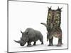 An Adult Pentaceratops Compared to a Modern Adult White Rhinoceros-Stocktrek Images-Mounted Photographic Print