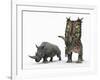 An Adult Pentaceratops Compared to a Modern Adult White Rhinoceros-Stocktrek Images-Framed Photographic Print