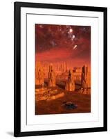 An Advanced Race Exploring the Ancient Relics of a Martian Civilization-null-Framed Art Print