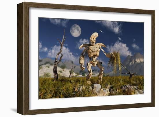 An Advanced Robot on an Exploration Mission on an Alien World-null-Framed Art Print