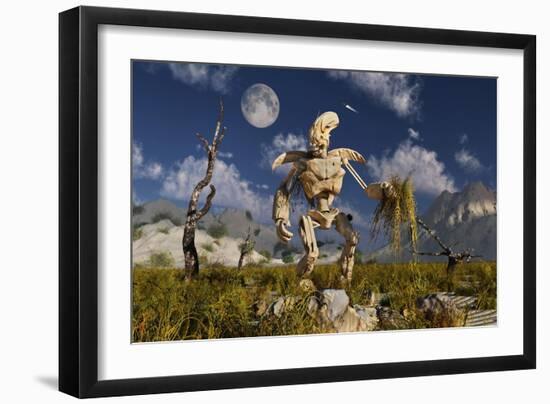 An Advanced Robot on an Exploration Mission on an Alien World-null-Framed Art Print