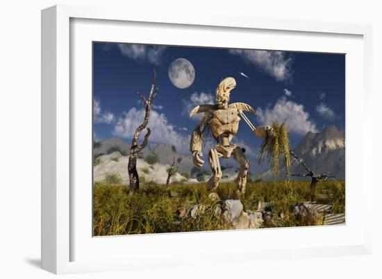 An Advanced Robot on an Exploration Mission on an Alien World-null-Framed Art Print