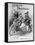 An Advertisement for Harley- Davidson Showing a Soldier Taking His Lady Friend for a Ride-null-Framed Stretched Canvas