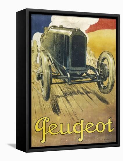 An Advertisement for Peugeot Motor Cars, Depicting One of their Racing Models at Full Pelt-null-Framed Stretched Canvas