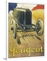 An Advertisement for Peugeot Motor Cars, Depicting One of their Racing Models at Full Pelt-null-Framed Art Print