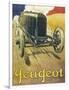 An Advertisement for Peugeot Motor Cars, Depicting One of their Racing Models at Full Pelt-null-Framed Art Print