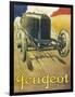 An Advertisement for Peugeot Motor Cars, Depicting One of their Racing Models at Full Pelt-null-Framed Art Print