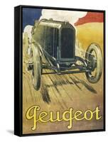 An Advertisement for Peugeot Motor Cars, Depicting One of their Racing Models at Full Pelt-null-Framed Stretched Canvas