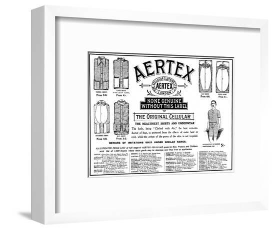 An Advertisement Showing the Styles of Shirts and Underwear Made from Aertex, 1906--Framed Art Print