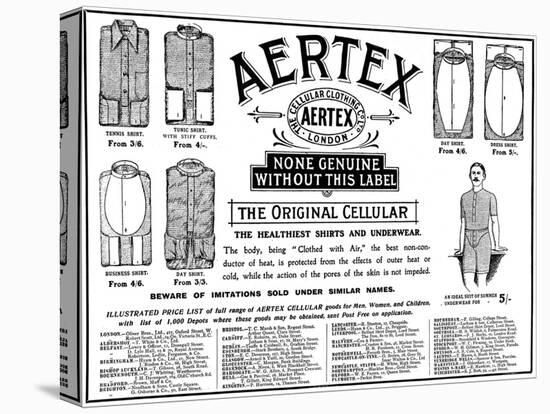 An Advertisement Showing the Styles of Shirts and Underwear Made from Aertex, 1906-null-Stretched Canvas