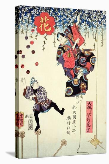 An Advertising Print of a Circus Owned by Hayatake Torakichi, Travelling from Osaka to Ryogoku in…-Utagawa Kunisada-Stretched Canvas