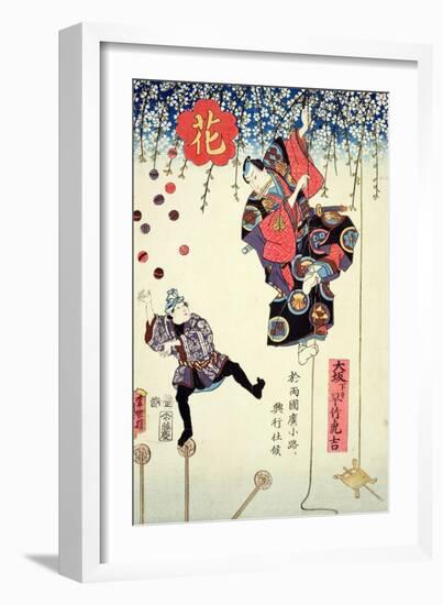 An Advertising Print of a Circus Owned by Hayatake Torakichi, Travelling from Osaka to Ryogoku in…-Utagawa Kunisada-Framed Giclee Print