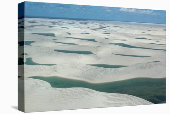 An Aerial Shot of Brazil's Lencois Maranhenses Sand Dunes and Lagoons-Alex Saberi-Stretched Canvas