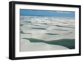 An Aerial Shot of Brazil's Lencois Maranhenses Sand Dunes and Lagoons-Alex Saberi-Framed Photographic Print