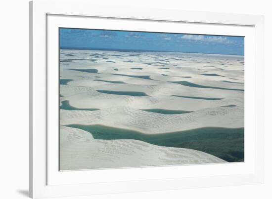 An Aerial Shot of Brazil's Lencois Maranhenses Sand Dunes and Lagoons-Alex Saberi-Framed Photographic Print