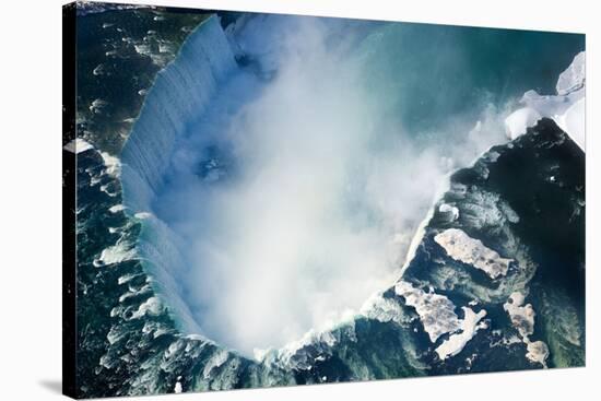 An Aerial Shot of the Canadian Section of Niagara Falls, also known as Horseshoe Falls, with Snow S-Gary Blakeley-Stretched Canvas