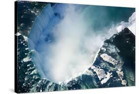 An Aerial Shot of the Canadian Section of Niagara Falls, also known as Horseshoe Falls, with Snow S-Gary Blakeley-Stretched Canvas