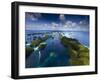 An Aerial View of a Boat as it Speeds Through the Rock Islands, Republic of Palau.-Ian Shive-Framed Photographic Print