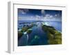 An Aerial View of a Boat as it Speeds Through the Rock Islands, Republic of Palau.-Ian Shive-Framed Photographic Print