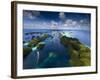 An Aerial View of a Boat as it Speeds Through the Rock Islands, Republic of Palau.-Ian Shive-Framed Photographic Print